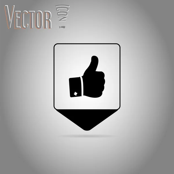 Mapa poiner - vektor ruka s palcem nahoru ikonu. Plochý Design styl — Stockový vektor