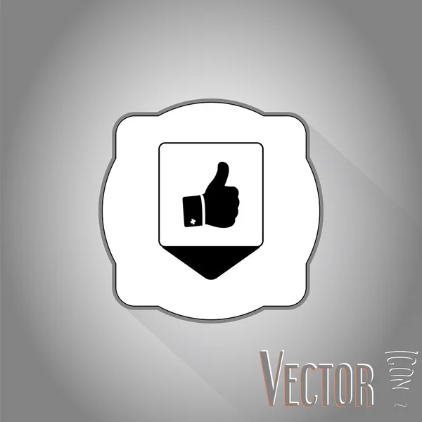 Kaart poiner - Vector hand met duim omhoog pictogram. Platte ontwerpstijl — Stockvector