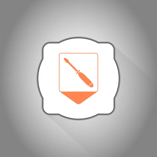 Pointeur de carte avec icône de tournevis. Options de signature. Style de conception plat — Image vectorielle