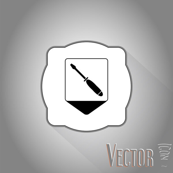 Карта Указатель со значком отвертки. Опции подписи. Стиль плоского дизайна
