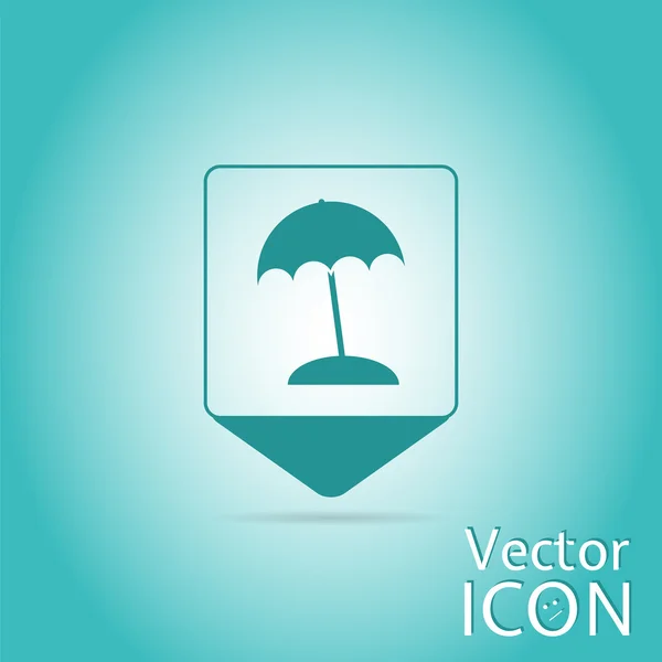 Map Pointer with Beach Icon. Flat Design Style — Stock Vector