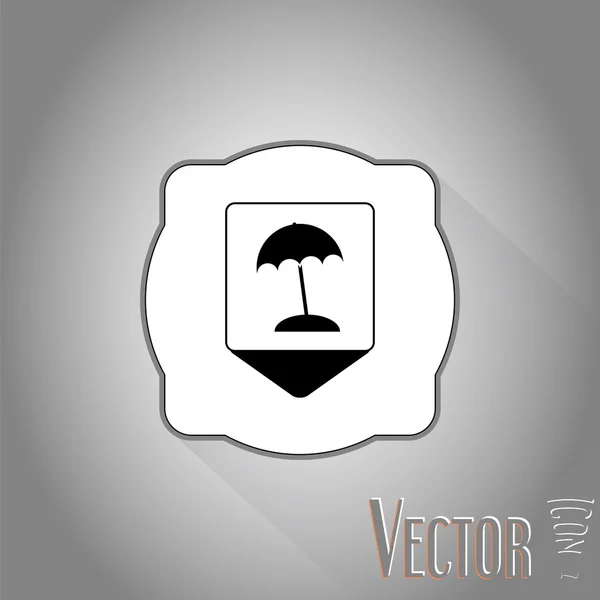 Pointeur de carte avec icône de plage. Style de conception plat — Image vectorielle