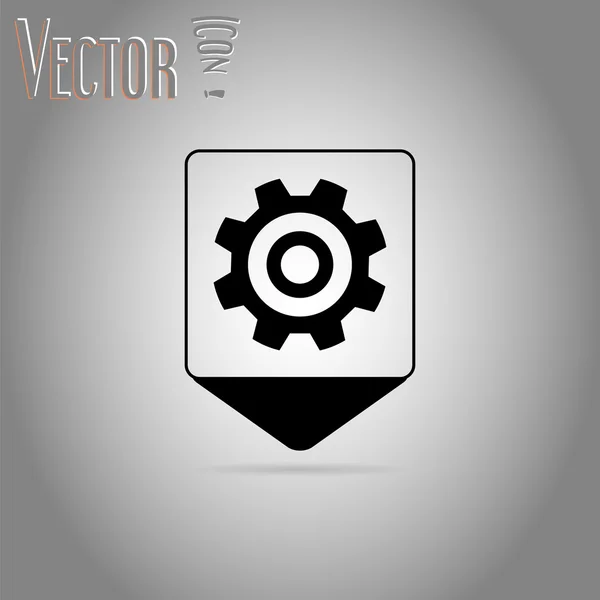 Map pointer - cogwheel and development icon. Flat design style. — Stock Vector