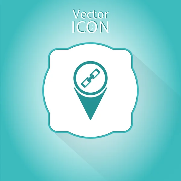 Mapa Pointer com Link Icon. Sinal da Corrente. Estilo de design plano — Vetor de Stock