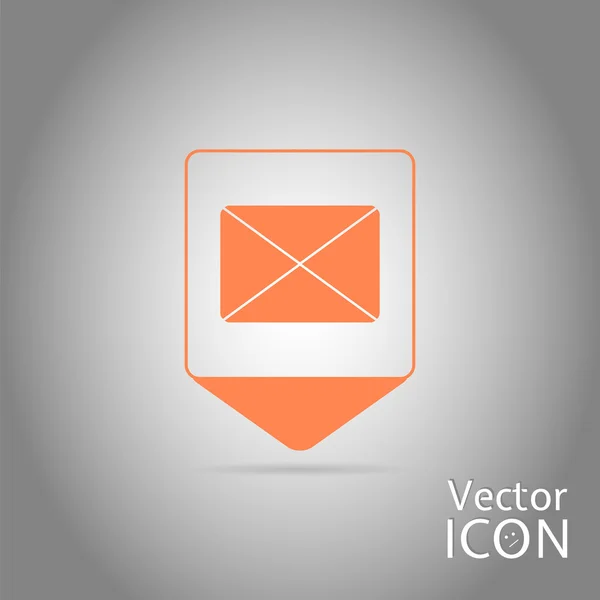 Punteros de mapa con el icono de correo. Estilo de diseño plano — Vector de stock