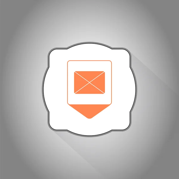Kartenzeiger mit Mail-Symbol. flacher Designstil — Stockvektor