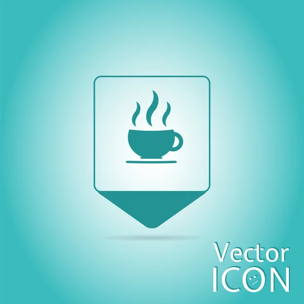 Pointeur de carte avec tasse de café chaud. Style de conception plat — Image vectorielle