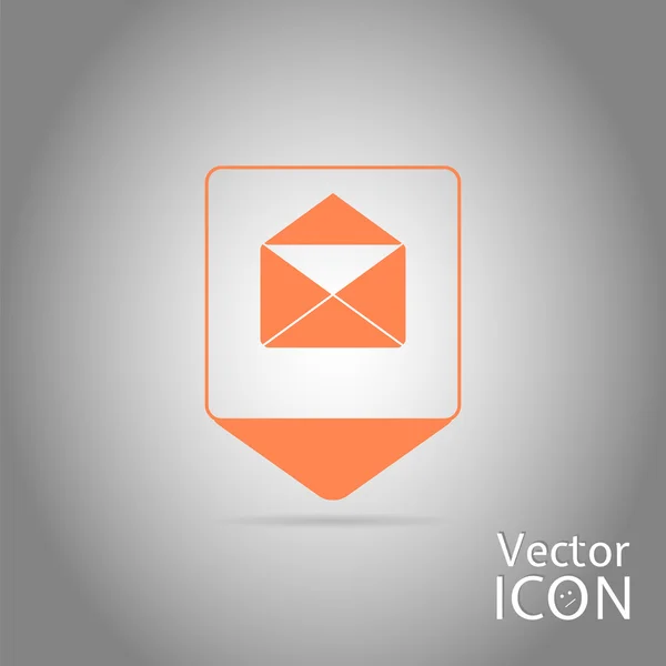 Puntero de mapa - icono de correo abierto. Estilo de diseño plano . — Vector de stock