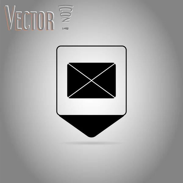 Pointeurs de carte avec icône de courrier. Style de conception plat — Image vectorielle