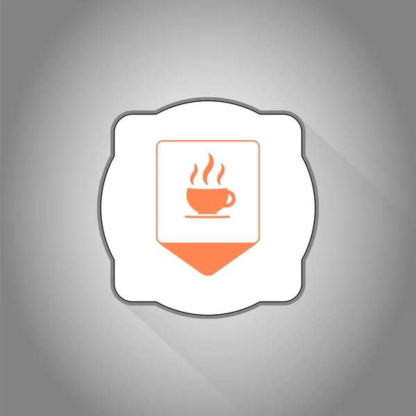 Sıcak kahve kupa ile harita işaretçi. Düz tasarım stili — Stok Vektör