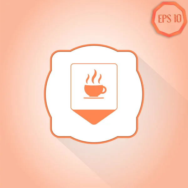 Pointeur de carte avec tasse de café chaud. Style de conception plat — Image vectorielle