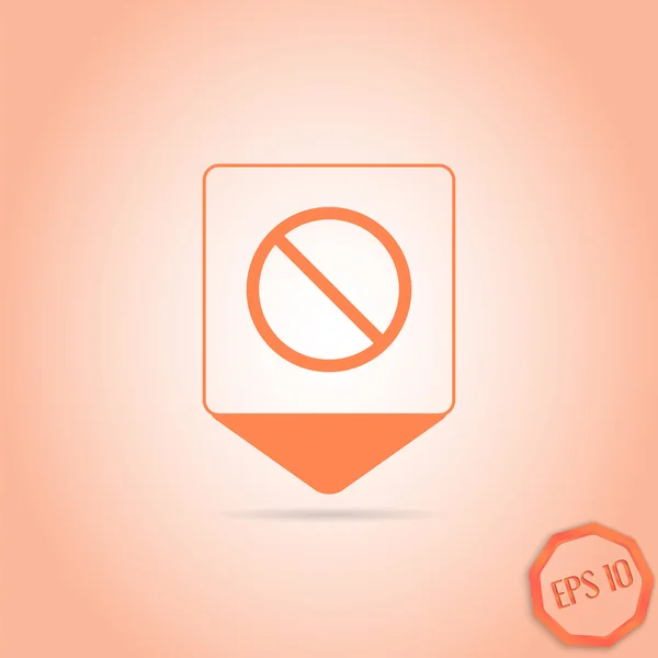 Map pointer with the sign ban. Flat Design Style — Stock Vector