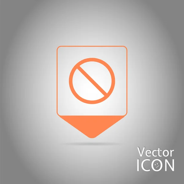 Map pointer with the sign ban. Flat Design Style — Stock Vector