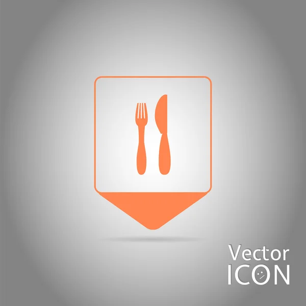 Map Pointer to the Icon of the Restaurant or Cafe — Stock Vector