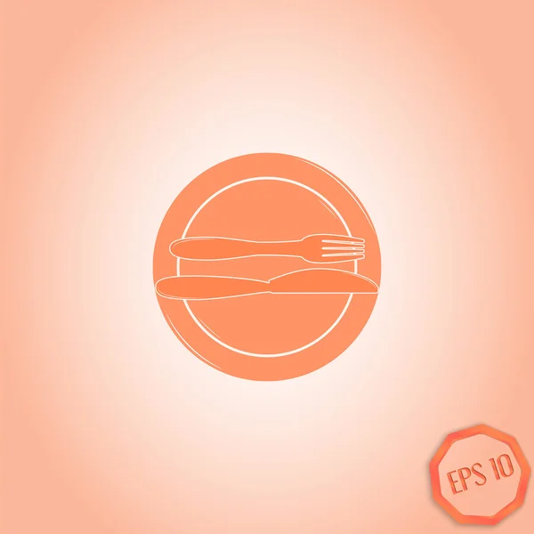 Cuchillo icono, platos y tenedores. Excelente concepto. Café restaurante. Estilo de diseño plano — Archivo Imágenes Vectoriales