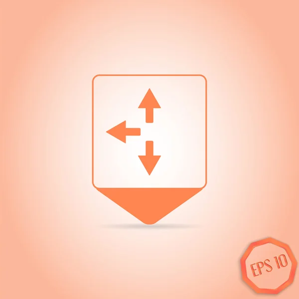 Map pointer - three arrows. Direction sign right, left, back. Flat Design Style — Stock Vector