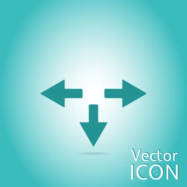 3 つの矢印。方向は、後方、右、左に署名します。フラットなデザイン スタイル — ストックベクタ