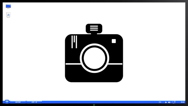 Foto Camera-pictogram op het scherm. — Stockvector