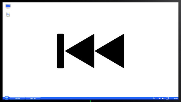 Rewind Icon. Media player on the screen monitor