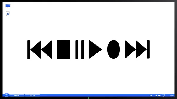 बटणे सेट करा. स्क्रीन मॉनिटरवर मीडिया प्लेयर — स्टॉक व्हेक्टर