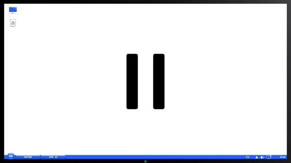 Botón de pausa. Reproductor multimedia en el monitor de pantalla — Vector de stock