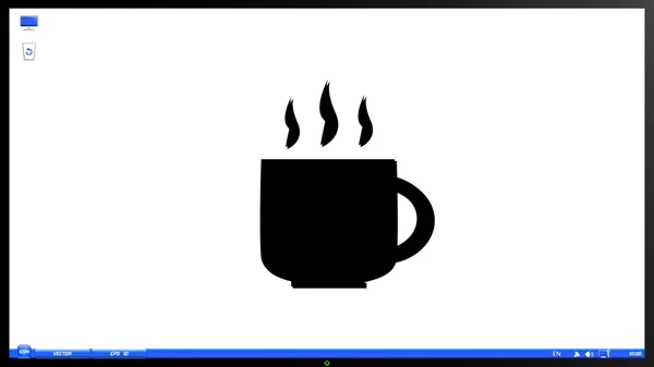 Coffee Cup Icon. Tea Cup on the screen monitor. — Stock Vector