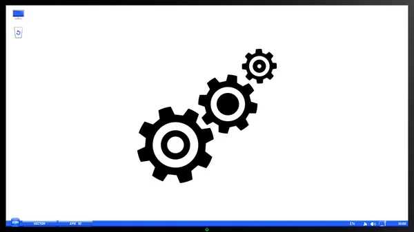 Cogwheel and development icon on the screen monitor — Stock Vector