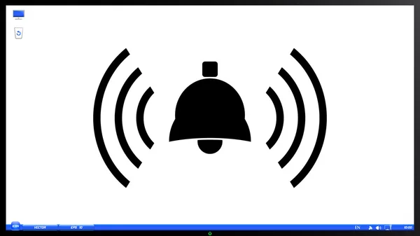 Suona l'icona del campanello sul monitor dello schermo Illustrazione Stock