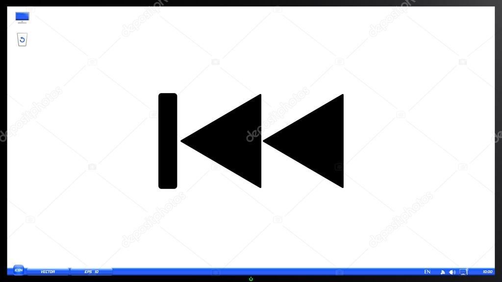 Rewind Icon. Media player on the screen monitor