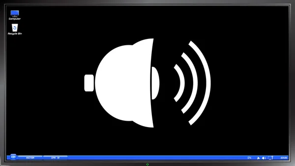 Icono Campanas en el monitor de pantalla — Vector de stock
