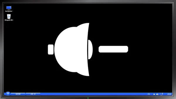 Altavoz Icono de signo de bajo volumen en el monitor de pantalla — Vector de stock