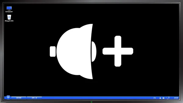 Icono altavoz más alto en el monitor de pantalla — Vector de stock
