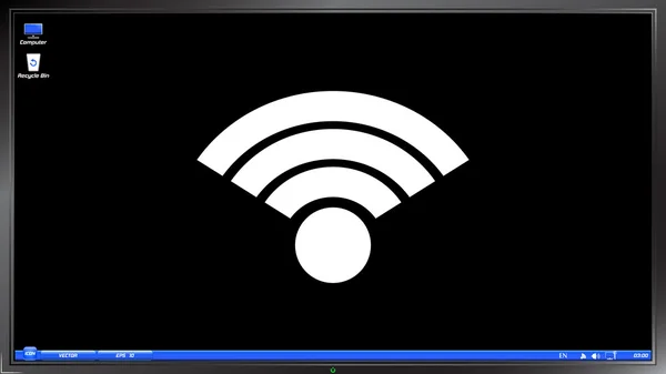 Drahtloses Netzwerk-Symbol auf dem Monitor — Stockvektor