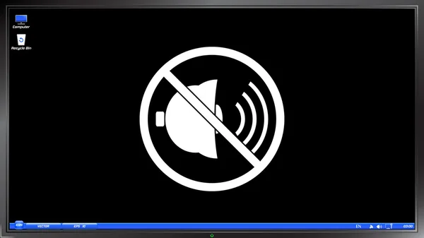No Sound Symbol on the screen monitor — Stock Vector