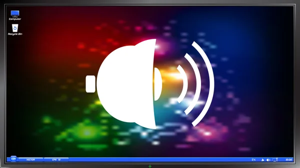 Icon Bells on the screen monitor — Stock Vector