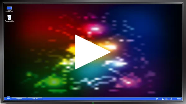 Play-Taste. Media Player auf dem Monitor — Stockvektor