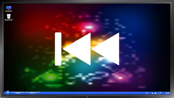 Rückspulsymbol. Media Player auf dem Monitor — Stockvektor