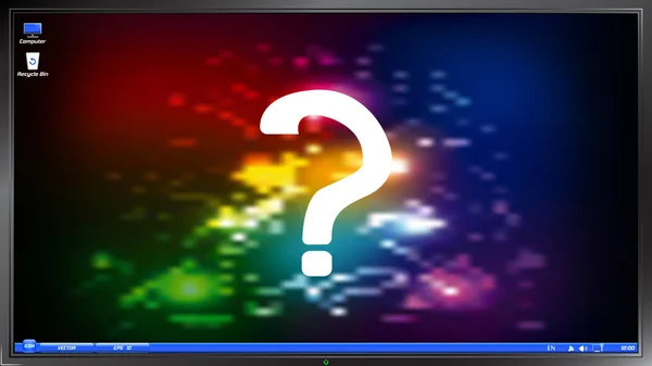 Question Mark on the screen monitor — Stock Vector