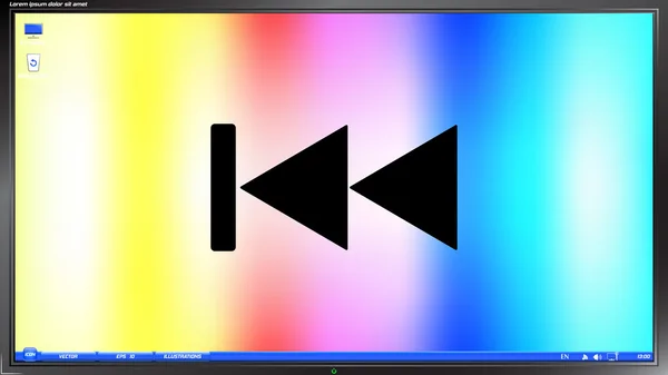Rewind Icon. Media player on the screen monitor — Stock Vector