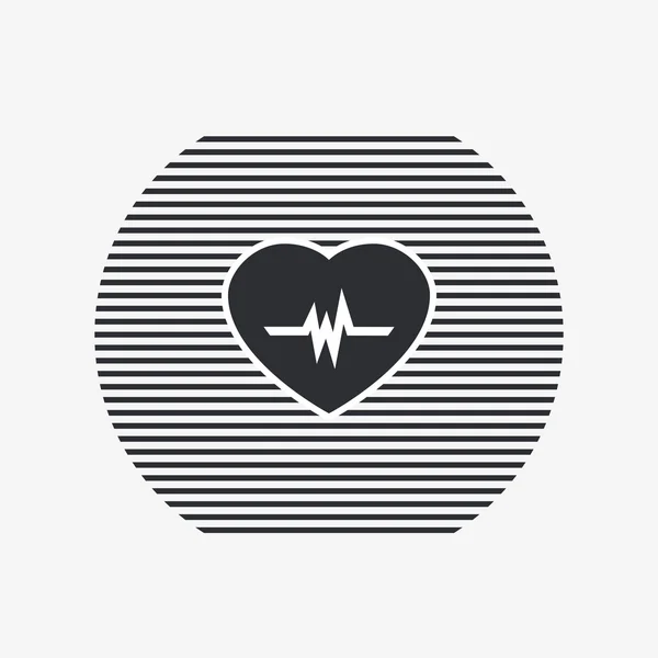 Icon heart with pulse. Flat design style. — Stock Vector