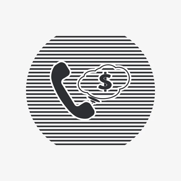 Appelle Button. Cloud avec de l'argent. Icône de téléphone. Icône de combiné. Style design plat . — Image vectorielle