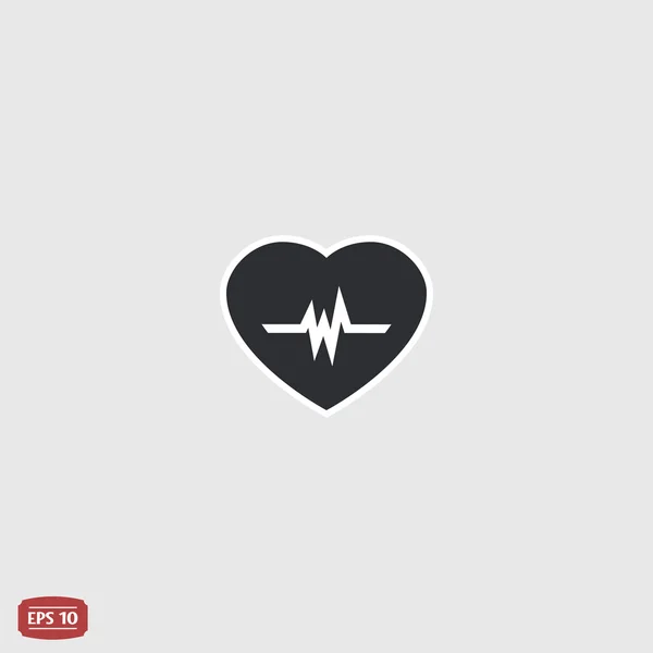 Pictogram hart met pulse. Platte ontwerpstijl. — Stockvector