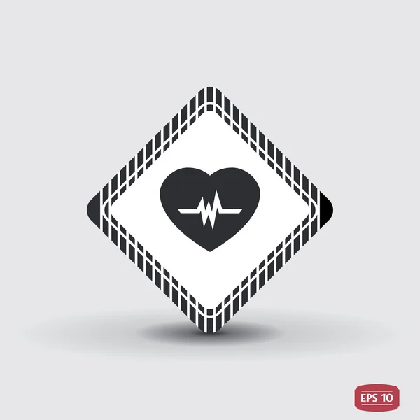 Pictogram hart met pulse. Platte ontwerpstijl. — Stockvector
