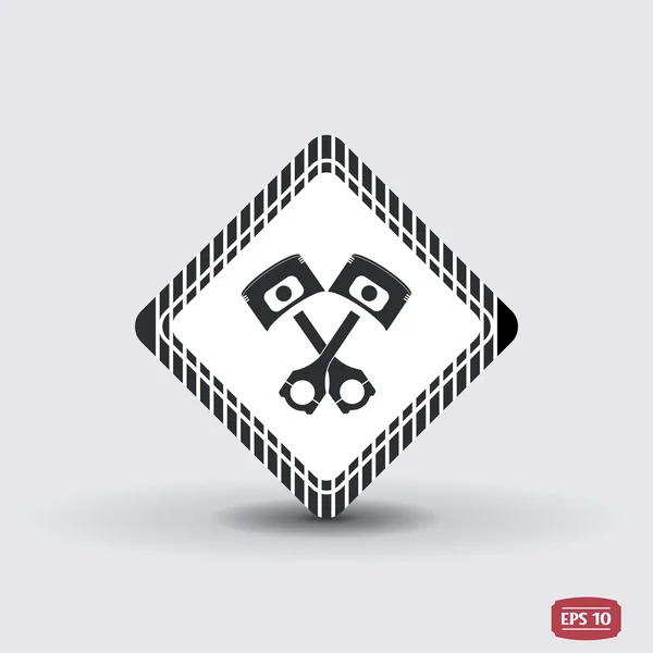 Pistón y conrods icono. Estilo de diseño plano . — Vector de stock