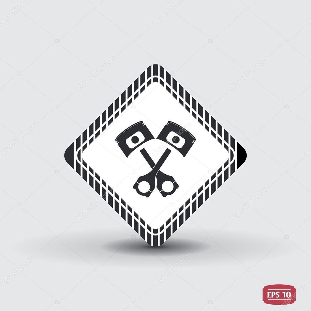 Piston and conrods icon. Flat design style. 