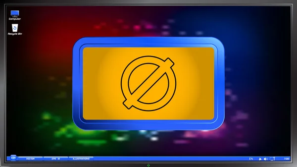 Not Allowed Sign on the screen monitor — Stock Vector