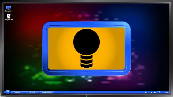 Icon lights. Lightbulb icon on the screen monitor. — Stock Vector