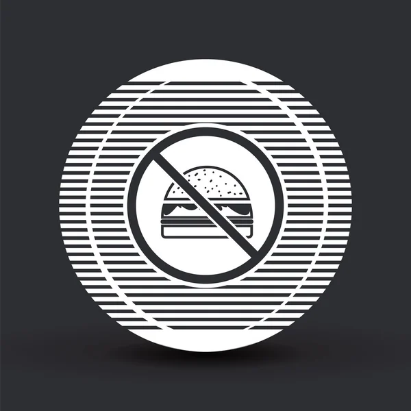 Comida prohibida. Signo de prohibición. Icono de hamburguesa. Icono de sándwich. Estilo de diseño plano . — Archivo Imágenes Vectoriales