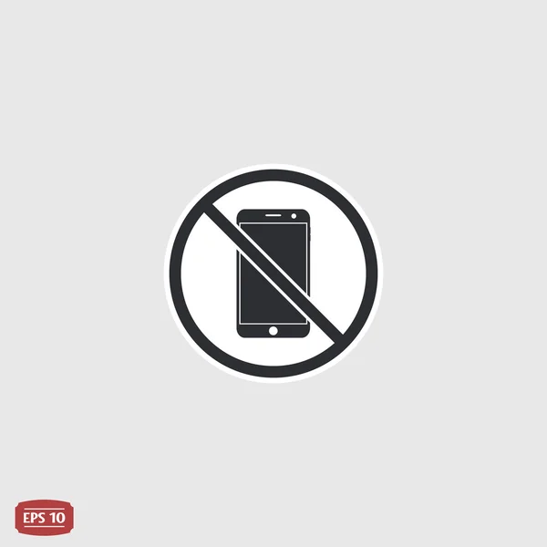 Pas d'entrée avec un téléphone. Panneau d'interdiction. Téléphone portable avec écran tactile. Style design plat . — Image vectorielle