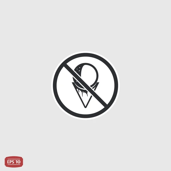 Συνδεθείτε απαγορευμένη τροφή. Απαγορευτικό σήμα. Παγωτό κώνου εικονίδιο. — Διανυσματικό Αρχείο